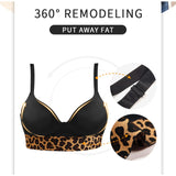 Full figure bra leopard print gathered and breathable