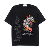 Hip-hop t-shirts: american high street hip-hop dragon totem print short sleeve loose fit t-shirt summer top tee