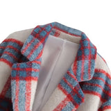 Women Woolen Coat Autumn and Winter Plaid Button Mid-Length Woolen Coat Outerwear