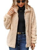 Women Trench Coat Autumn and Winter Long Sleeve Cardigan Zipper Diamond Plush Coat