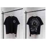 Ch hip-hop t-shirts: ch summer horseshoe cross embroidered casual short-sleeve t-shirt - couple style, high street fashion