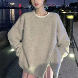 Women Knitwear Fall/Winter Split round-Neck Knitwear Loose Sweater