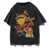 Summer washed old t-shirt printed short-sleeved men's t-shirt