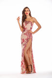 Women's Evening Gown Sexy One-Shoulder Backless Slit Sequins Dress Nightclub Dress