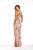 Women's Evening Gown Sexy One-Shoulder Backless Slit Sequins Dress Nightclub Dress
