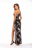 Women's Evening Gown Sexy One-Shoulder Backless Slit Sequins Dress Nightclub Dress