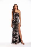 Women's Evening Gown Sexy One-Shoulder Backless Slit Sequins Dress Nightclub Dress