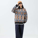 Unisex Sweater Autumn Rhombus Knitted Sweater