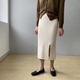 Women Knitted Skirt Slit Knitted Skirt