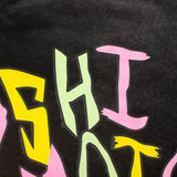Hip-hop t-shirts: american high street style, short sleeve, washed and distressed, colorful lettering, electric shock print, relaxed fit, short sleeve tee
