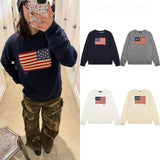 Rl small malaf casual cardigantopspullover flag round neck knitting shirt couple sweatshirtsweater