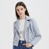 Women Jacket Autumn and Winter Suede Lapel Motorcycle Jacket