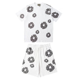 Denim Tears Outfit:T Shirt/Shorts (Separate Purchase Options) Puff Print Short Sleeve T-shirt Loose Couple Shorts Suit