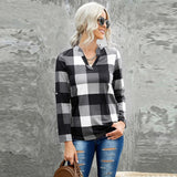 Beth Dutton Wardrobe Spring Plaid Shirt Loose Pullover Long Sleeve Top