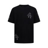 Ch hip-hop t shirts ch croo short-sleeved embroidered leather cross short-sleeved t-shirt loosecasualpure cotton american style heavy weight