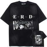 Hip-hop t shirts american street high street washed retro distressed loose short-sleeved t-shirt trendy clothes