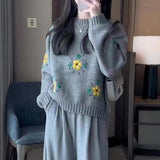 Women Knitwear Autumn and Winter Embroidery Knitwear Loose Sweater