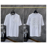 Ch hip-hop t shirts high street ch horseshoe sanskrit cross hollow embroidered craftsmanship short-sleeved american casualloose