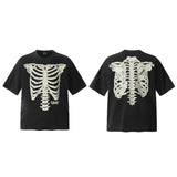 saint m t shirts s.m. skeleton letter graphic crew neck short sleeve pullover