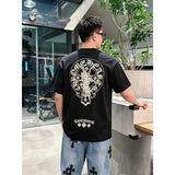 Ch hip-hop t shirts ch chrome hoof cross worn t-shirt short sleeve loosecasualamerican heavy weight american high street
