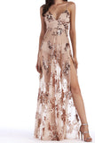 Women Evening Gown Sexy European and American V-neck Strap Sequins Long Dress