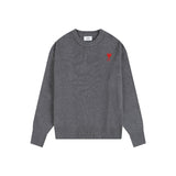 Ami araunrif little heart autumn/winter knit wool sweater - embroidered high-gauge crewneck for couples & wedding photos