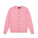 Macaron color rl ralph pony casualsweetcardigan women's fall and winter dopamine round neck cardiganknitting wool sweater
