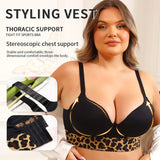 Full figure bra leopard print gathered and breathable