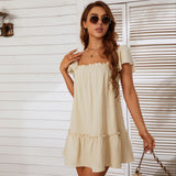 Women Dress Square Collar Bow Dress
