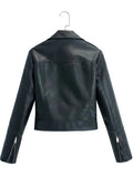 Women Leather Jacket PU Leather Women's Short Slim Jacket Motorcycle Leisure Leather Jacket