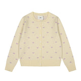 Ami arauneif full printed jacquard knitting round neck cardigansweet heartfall and winter sweateroutwear single breasted