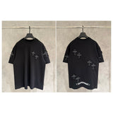 Ch hip-hop t shirts ch short-sleeved front and back embroidered frayed loose casual pure cotton american heavy weight short-sleeved
