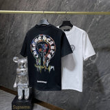 Ch hip-hop t shirts couplech cross horseshoe splash ink short-sleeved t-shirtloosecasualeasiest for match high street