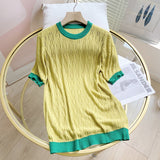 Women Sweater Knitwear Summer Short Sleeve Women's Loose and Simple Hollow out Bottoming Knitwear