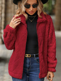 Women Trench Coat Autumn and Winter Long Sleeve Cardigan Zipper Diamond Plush Coat