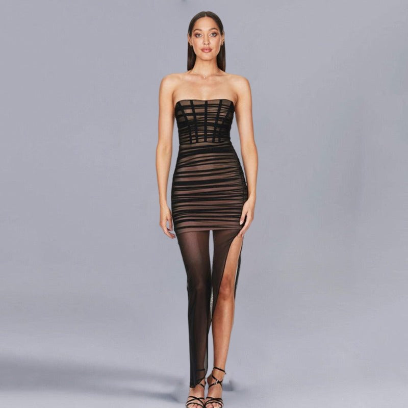 Women Dresses Sexy Mesh Hip Skirt Long Skirt (Zns0409)