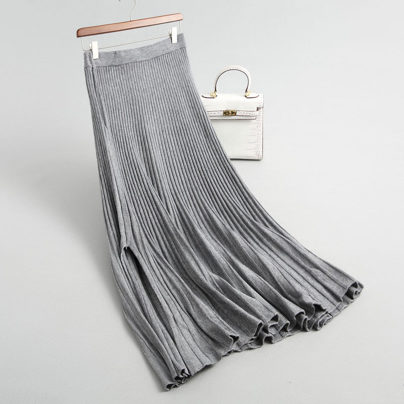 Women Knitted Skirt Split Skirt