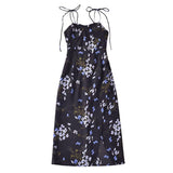Women Dresses Summer Vintage Floral Sexy Slit Sling Dress (Xds0414)