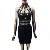 Women Dresses Punk Bandage One-Piece Dress Sexy Skirt Dress Skirt (Ont0408)