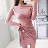 Women Maxi Dress Spring and Autumn Sheath Long Sleeve Dress