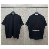 Ch hip-hop t-shirts - double layer appliqué embroidery, short sleeve, relaxed fit, 100% cotton, american heavyweight style