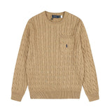 Rl small malaf casualtopswoolflap pocket pantsembroiderpullover round neck knitting shirt couplesweatshirtsweater
