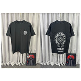 Ch hip-hop t shirts ch short-sleeved couple chest flap pocket pants horseshoe sanskrit cross logo high street heavy industry american style