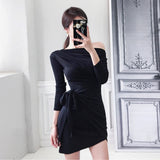 Women Maxi Dress Autumn and Winter Sheath Slim-Fit Long Sleeve Dress