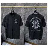 Ch hip-hop t shirts american ch kevin sword cross embroider patchwork leather heavy weight high street short sleeve trendy couple