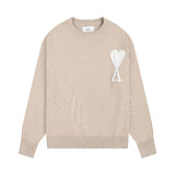 Ami araunrifknitting sweater wool sweater couple wedding photo big heart jacquard high weight round neck fall and winter