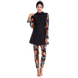 Muslim Bathing Suits Muslim Swimsuit Long Sleeve Trousers Three-Piece Set Sun Protection without Chest Pad