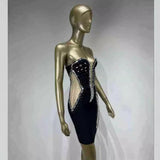 Women Dresses Sexy Beaded Bandage Dress Slim-Fit Short Evening Dress (Ont0408)