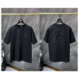 Ch hip-hop t shirts american ch crow asymmetrical horseshoe embroider short-sleeved loosecasualpure cottonheavy weight high street couple casual