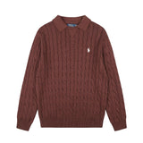 Rl ralph lauren pony warm women's autumn/winter cable knit polo collar sweater - wool blend, couple's casual loose knit top